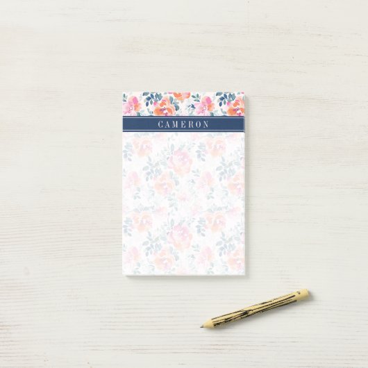 あなたの一流の|絵を描かれたバラパターンを加えて下さい ポストイット (デスク上)