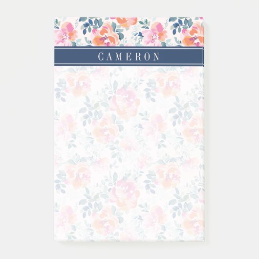 あなたの一流の|絵を描かれたバラパターンを加えて下さい ポストイット (正面)