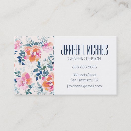 あなたの一流の|絵を描かれたバラパターンを加えて下さい 名刺 (正面)