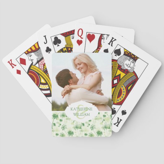 あなたの一流の|緑のヤシの木パターンを加えて下さい トランプ (裏面)