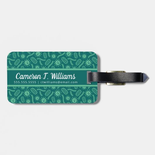 あなたの一流の|緑の微生物パターンを加えて下さい ラゲッジタグ (裏面横)