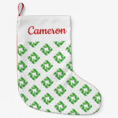 あなたの一流の|緑の格子縞の歯パターンを加えて下さい スモールクリスマスストッキング (正面)