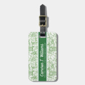 あなたの一流の|緑の生物学パターンを加えて下さい ラゲッジタグ (正面縦)