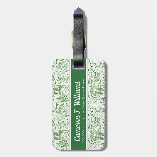 あなたの一流の|緑の生物学パターンを加えて下さい ラゲッジタグ (裏面縦)