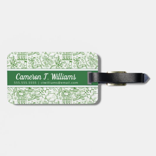 あなたの一流の|緑の生物学パターンを加えて下さい ラゲッジタグ (裏面横)
