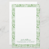 あなたの一流の|緑の生物学パターンを加えて下さい 便箋 (正面/裏面)