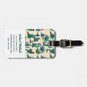 あなたの一流の|緑及び赤いサボテンパターンを加えて下さい ラゲッジタグ (正面横)