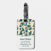 あなたの一流の|緑及び赤いサボテンパターンを加えて下さい ラゲッジタグ (裏面縦)