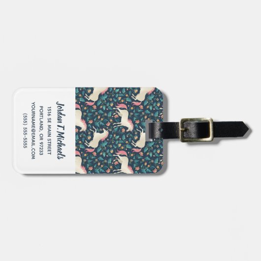 あなたの一流の|美しい魔法のユニコーンパターンを加えて下さい ラゲッジタグ (正面横)