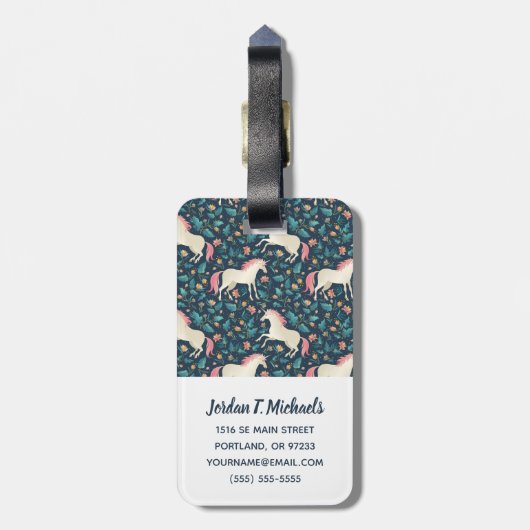あなたの一流の|美しい魔法のユニコーンパターンを加えて下さい ラゲッジタグ (裏面縦)