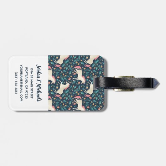 あなたの一流の|美しい魔法のユニコーンパターンを加えて下さい ラゲッジタグ (裏面横)