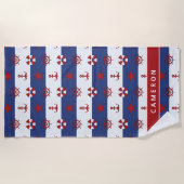 あなたの一流の|航海のな星条旗パターンを加えて下さい ビーチタオル (正面)