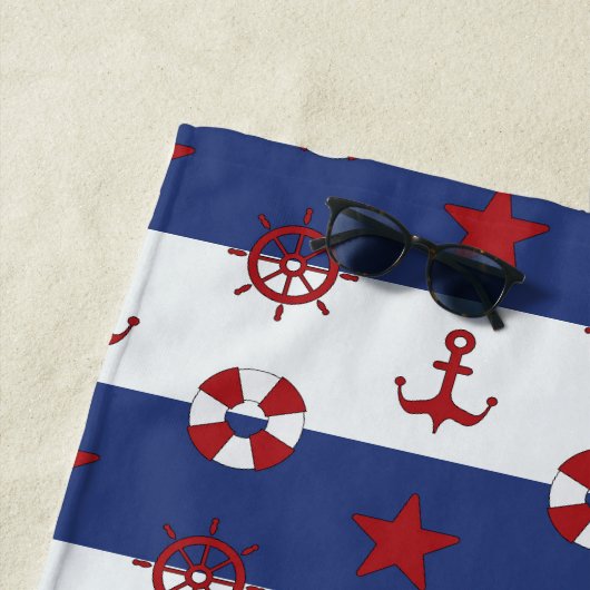 あなたの一流の|航海のな星条旗パターンを加えて下さい ビーチタオル (インサイチュ)