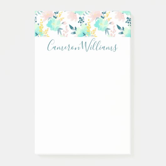 あなたの一流の|花の水彩画パターンを加えて下さい ポストイット (正面)