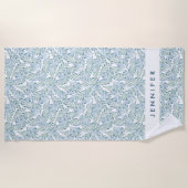 あなたの一流の|装飾的でストライプのな葉パターンを加えて下さい ビーチタオル (正面)