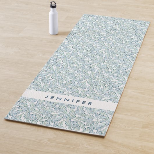 あなたの一流の|装飾的でストライプのな葉パターンを加えて下さい ヨガマット (インサイチュ)