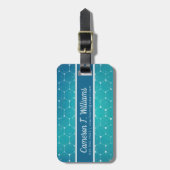 あなたの一流の|青いティール（緑がかった色） DNAパターンを加えて下さい ラゲッジタグ (正面縦)