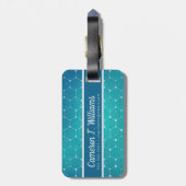 あなたの一流の|青いティール（緑がかった色） DNAパターンを加えて下さい ラゲッジタグ (裏面縦)