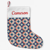 あなたの一流の|青い及び珊瑚の幾何学的なパターンを加えて下さい スモールクリスマスストッキング (正面)
