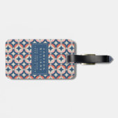 あなたの一流の|青い及び珊瑚の幾何学的なパターンを加えて下さい ラゲッジタグ (裏面横)