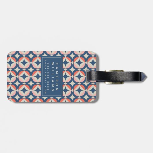 あなたの一流の|青い及び珊瑚の幾何学的なパターンを加えて下さい ラゲッジタグ (裏面横)
