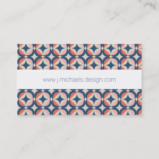 あなたの一流の|青い及び珊瑚の幾何学的なパターンを加えて下さい 名刺 (裏面)