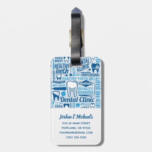 あなたの一流の|青い歯科医院パターンを加えて下さい ラゲッジタグ (裏面縦)