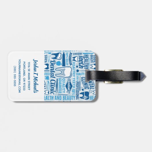 あなたの一流の|青い歯科医院パターンを加えて下さい ラゲッジタグ (裏面横)