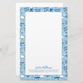 あなたの一流の|青い歯科医院パターンを加えて下さい 便箋 (正面/裏面)