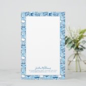 あなたの一流の|青い歯科医院パターンを加えて下さい 便箋 (スタンド正面)