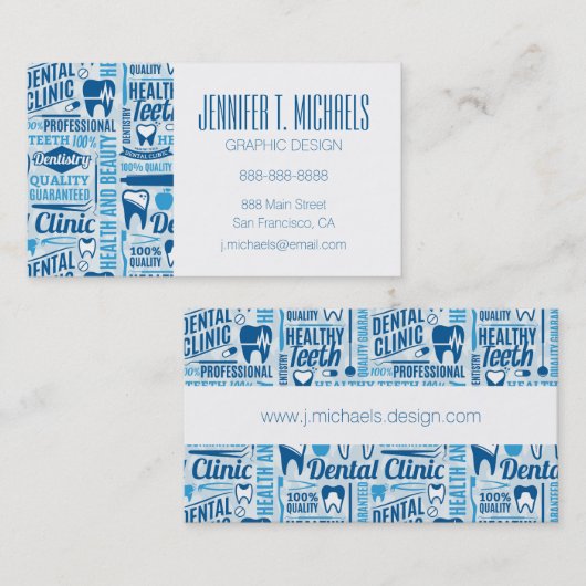 あなたの一流の|青い歯科医院パターンを加えて下さい 名刺 (正面/裏面)