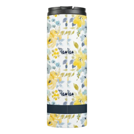 あなたの一流の|黄色及び青の水彩画パターンを加えて下さい タンブラー (裏面)