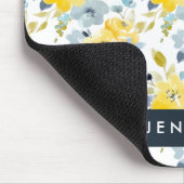 あなたの一流の|黄色及び青の水彩画パターンを加えて下さい マウスパッド (コーナー)