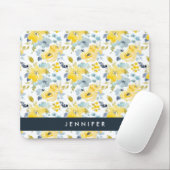 あなたの一流の|黄色及び青の水彩画パターンを加えて下さい マウスパッド (マウス)