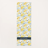 あなたの一流の|黄色及び青の水彩画パターンを加えて下さい ヨガマット (正面)