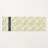 あなたの一流の|黄色及び青の水彩画パターンを加えて下さい ヨガマット (正面(横))