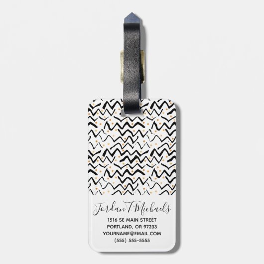 あなたの一流の|黒いブラシの打撃及び点を加えて下さい ラゲッジタグ (裏面縦)