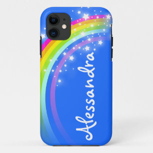 "あなたの一流の" (10手紙の)虹の青いiphoneの箱 iPhone 11 ケース