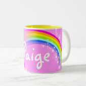 あなたの一流の(5手紙の)女の子の虹の淡いピンクのマグ ツートーンマグカップ (正面右)