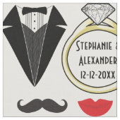 あなたの一流のLips Mustache Ring氏夫人のタキシードの結婚式 ファブリック (クローズアップ)