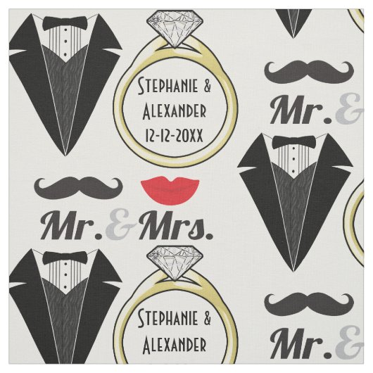 あなたの一流のLips Mustache Ring氏夫人のタキシードの結婚式 ファブリック (見本)