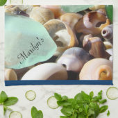 あなたの一流手タオルパーソナライズで青いSeaglass キッチンタオル (折り畳み)