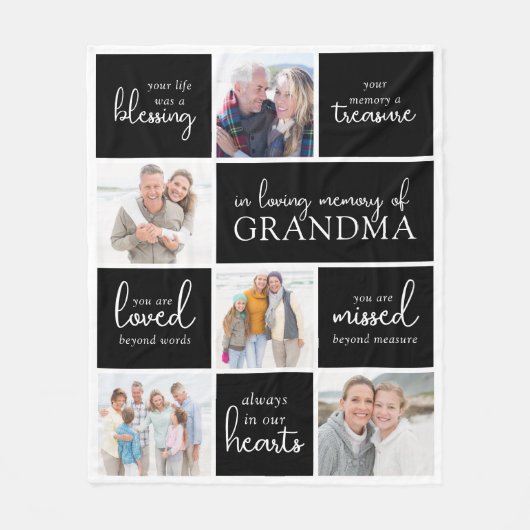 あなたの人生は賛美写真コラージュ悔やみや弔慰 フリースブランケット (正面)