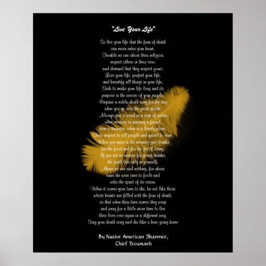 「あなたの人生を生きる」テカンセ主任作の金羽 ポスター (正面)