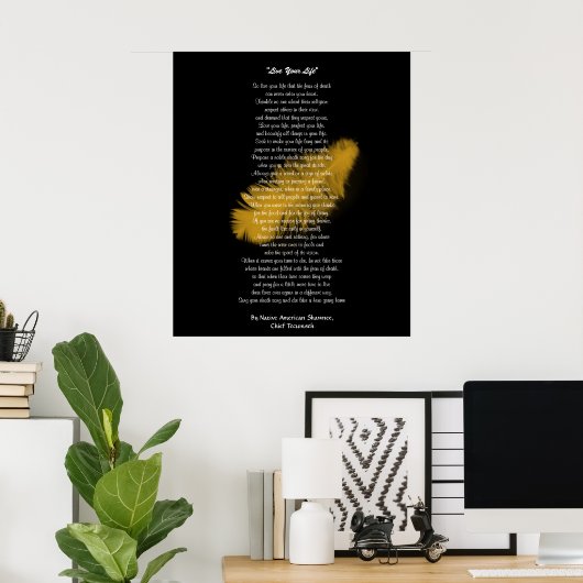 「あなたの人生を生きる」テカンセ主任作の金羽 ポスター (ホームオフィス)