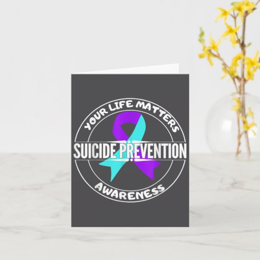 あなたの人生 自殺予防意識 ティール パープル カード (黄色い花)