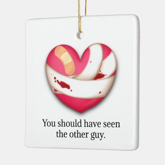 "あなたの他の男を見るべきだった"壊れたハート セラミックオーナメント (左)