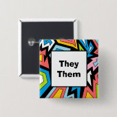 あなたの代名詞同性愛者プライドモダン抽象芸術アート 缶バッジ (正面&裏面)