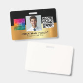 あなたの会社のロゴ QRコード 従業員の写真 バッジ (Front & Back)