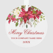 あなたの会社の水彩赤ポインセチアフローラ オーナメント (裏面)
